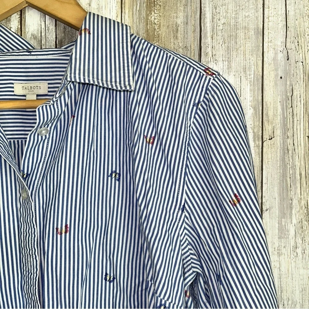 Talbots Stripe Butterfly Button Down - Picture 4 of 5